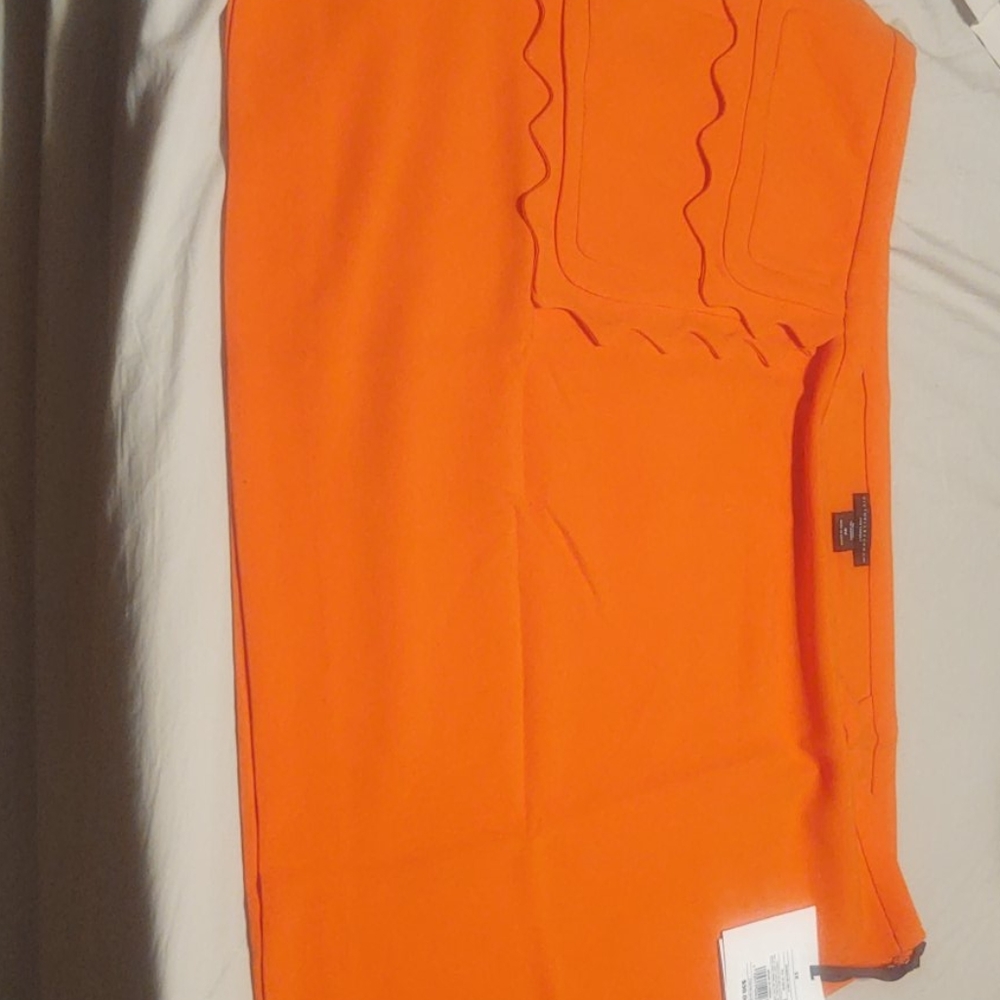Orange Skirt Big Front Pocket